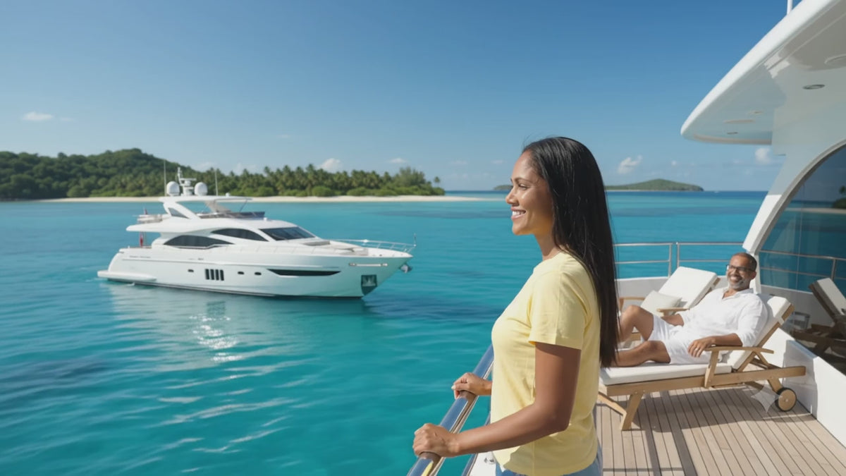 Yacht, Caviar, Champagne, Homard , Lagoon, bleu, ciel, - MIA et MATHIEU - Vidéo MP4